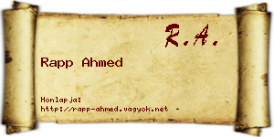Rapp Ahmed névjegykártya